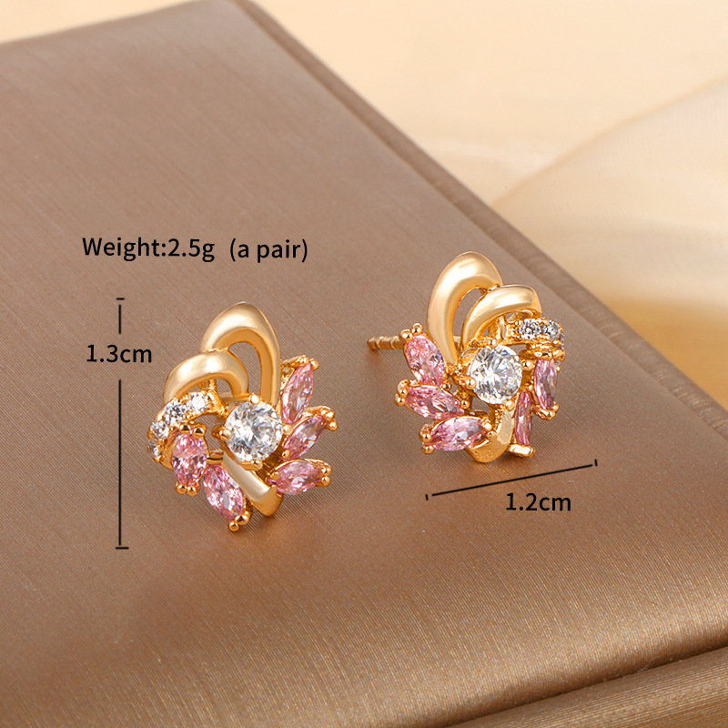 Pendientes de Botón Florales con Incrustaciones de Diamantes y Piedras Preciosas Artificiales para Mujer, de Xuping Jewelry, Pendientes de Flores Únicos y Ligeramente Lujosos. image 5