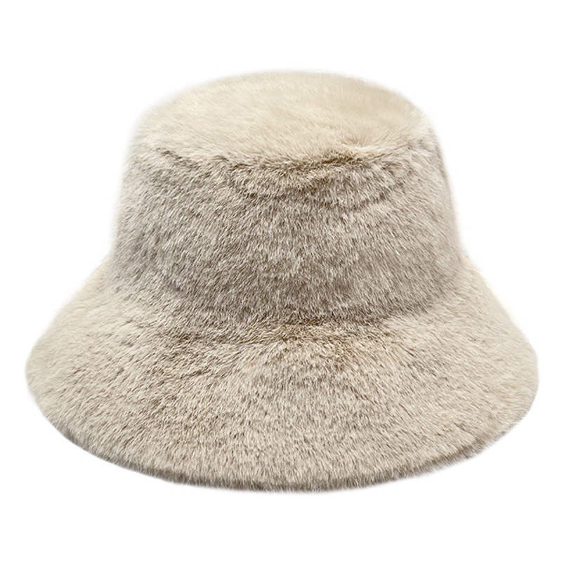 South Korea Mink Hat Women's Plush Fisherman Hat Winter Bucket Hat All-match Korean Style Ins New Warm Basin Hat
