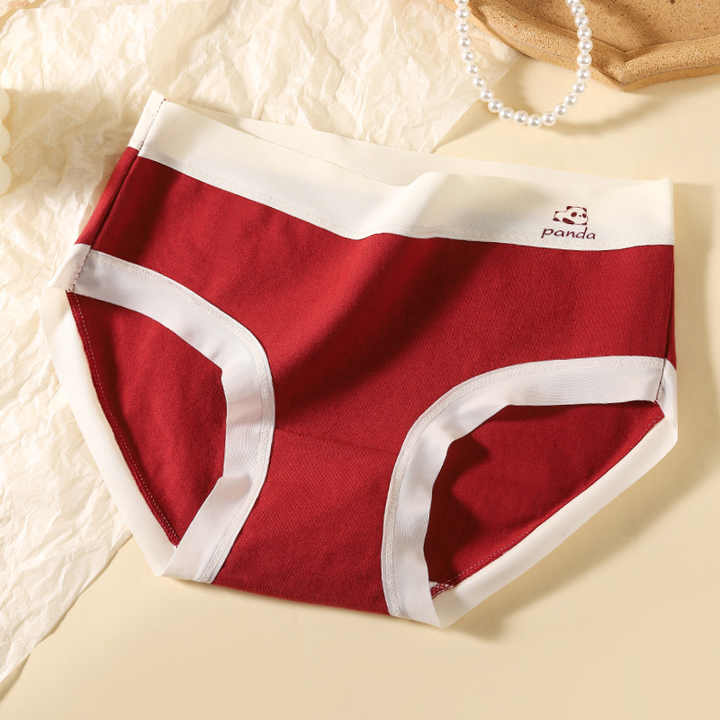 Gran año de vida rojo lindo impresión de dibujos animados pantalones íntimas de mujer casada de Año Nuevo bolsas de cintura sin marcas de cadera algodón antibacteriano entrepierna