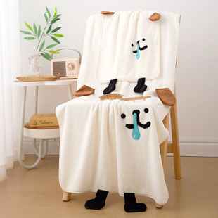 Factory wholesale plain cartoon dog towel soft absorbent face towel girls bath towel bath towel two-piece set