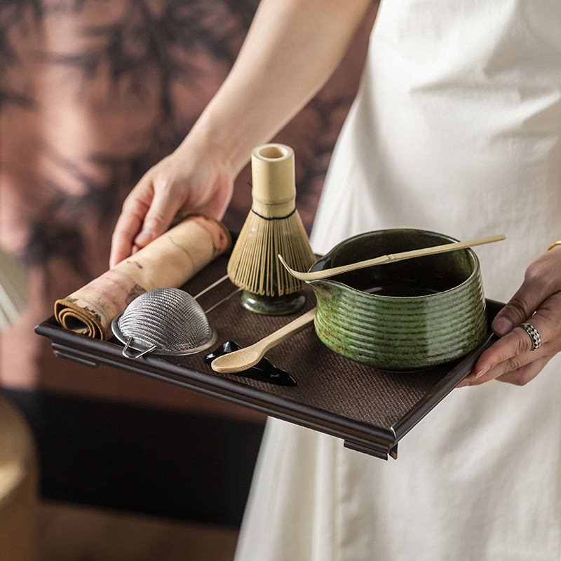 Cross-Border Tea Ceremony Japanese Matcha Tools Set, Including a Tea Whisk Stand, Tea Bowl, and a Complete Song Dynasty Tea Stirring Set
