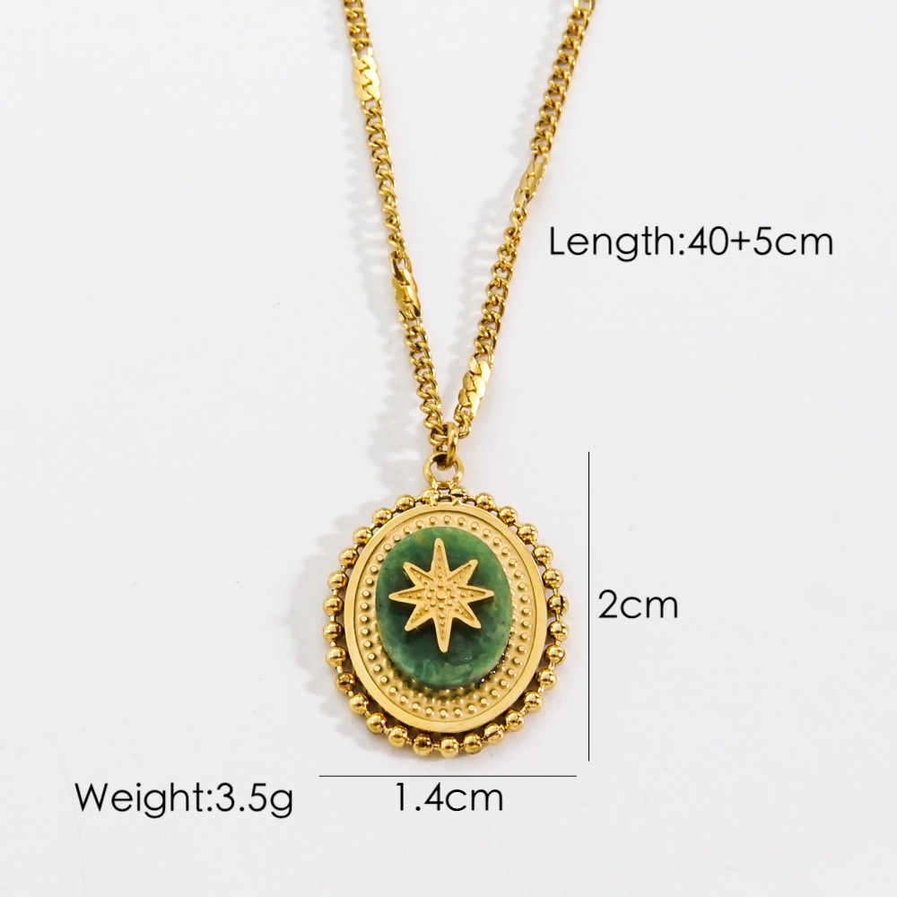 Retro Style PVD Coated 14K Gold Real Gold Plated Cross Square Oval 304 Stainless Steel Retro Waterproof Non Tarnish 304 Stainless Steel Pendant Necklace