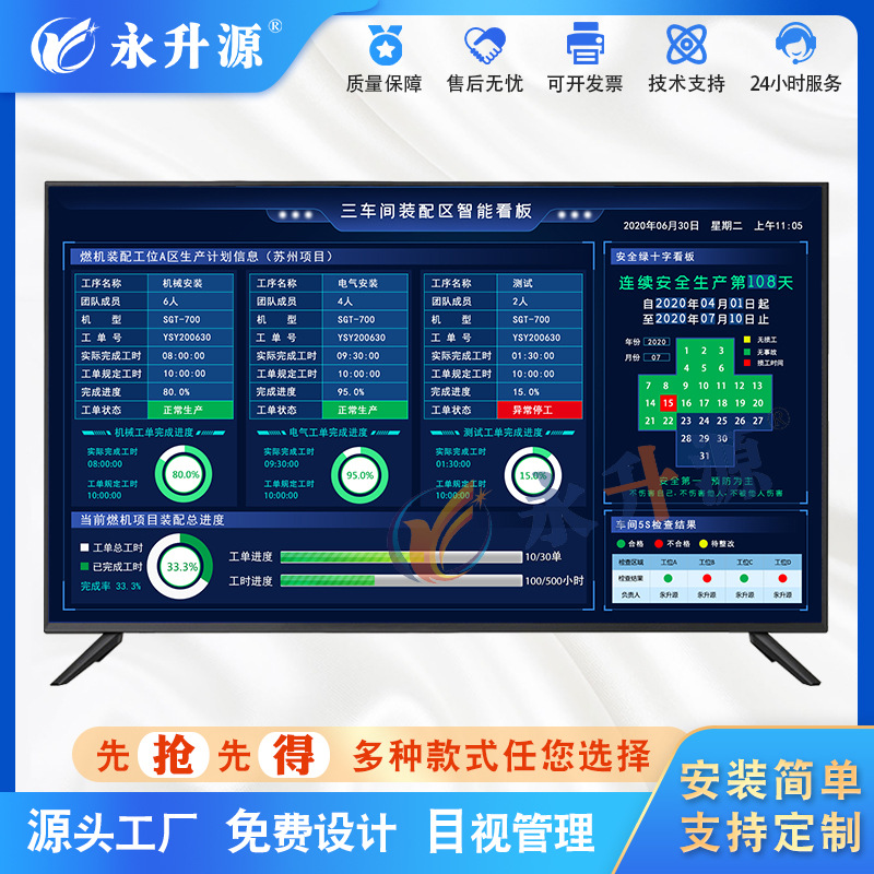 智能工厂车间管理系统进度看板可视化lcd液晶显示屏后台软件