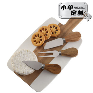 Factory Direct Supply Stainless Steel Cheese Knife Acacia Wood Marble Cheese Board Set Cheese Knife Set