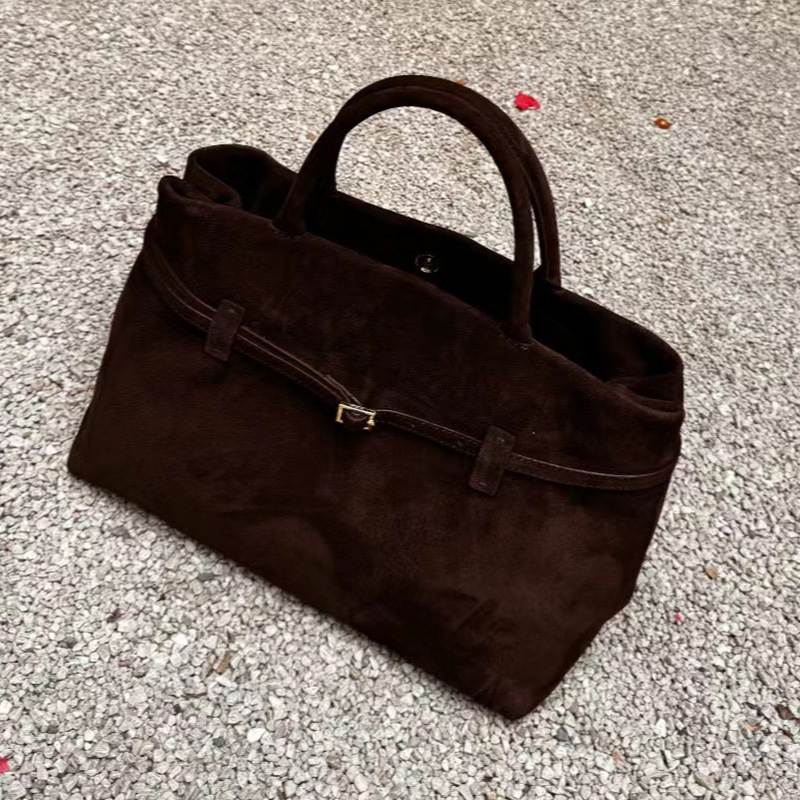 Sac à main à boucle de ceinture en daim givré automne/hiver 2024 de la célébrité Internet Savi, sac fourre-tout à bandoulière version coréenne_voghion.com
