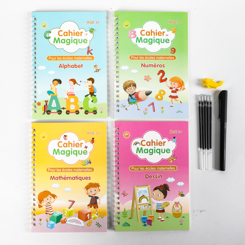 Libro de entrenamiento de control de bolígrafo de ranura para niños franceses Libro de entrenamiento de comercio electrónico transfronterizo cuaderno mágico Diversión para niños pluma dura al por mayor