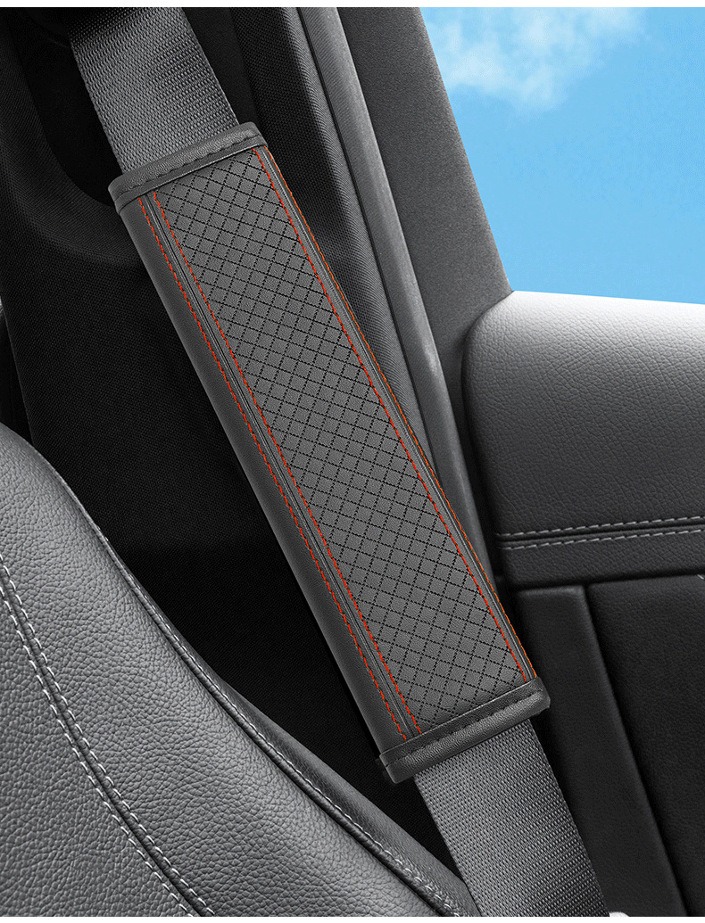 Car Seatbelt Shoulder Pad Embossed Leather Safety Belt Cover Thickened Protective Cover for Car Seatbelt