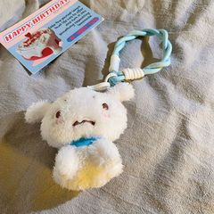 日本の漫画 ins 小さな白い犬人形携帯電話吊りチェーンかわいい綿充填ソフトバックパックペンダントユニバーサルキーペンダント
