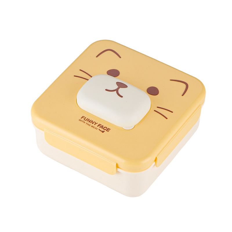 学生や会社員向けのかわいい漫画のかわいいランチボックス、プラスチック製のランチボックス、携帯用ランチボックス、カトラリーとソースボックス付き|undefined