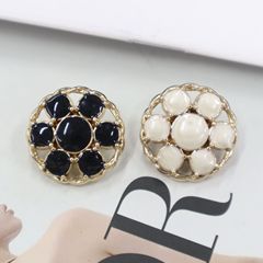 青衿花瓣小香風點膠金屬手縫扣復古毛衣扣子開衫針織衫鏤空紐扣