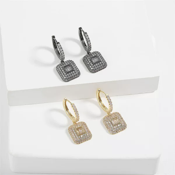 Cross-Border Fashion Design Zircon Earrings for Women, New Simple Niche Ins-Style Light Luxury Versatile High-End Ear Jewelry