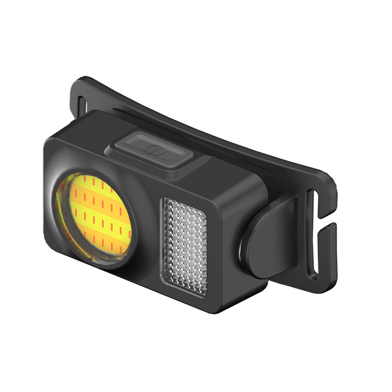 Transfronterizo nuevo reflector de mazorca corriendo pequeño faro USB recargable montado en la cabeza rojo y azul intermitente faro de advertencia