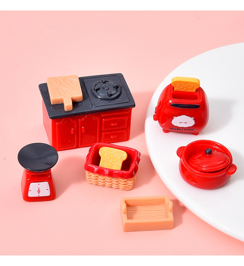 Simulated Retro Kitchen Utensils Set Resin Accessories Mini Kitchen DIY Dollhouse Pretend Play Toys Tabletop Decoration