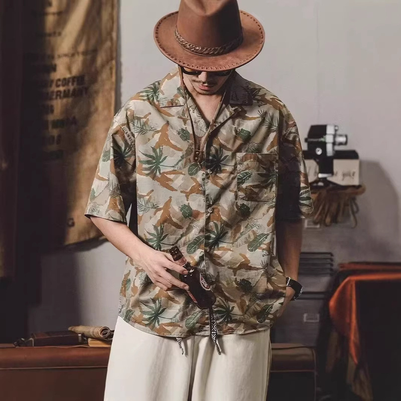 American Retro Classic Cuban Collar Short-Sleeved Floral Shirt for Men Summer Loose Large Size Thai Hawaiian Casual Shirt American Retro Classic Cuban Collar Short-Sleeved Floral Shirt for Men Summer Loose Large Size Thai Hawaiian Casual Shirt