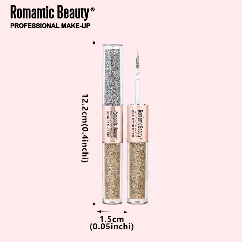 Sombra de ojos líquida transfronteriza doble cabeza flash maquillaje perlada maquillaje de ojos flash maquillaje de belleza bicolor maquillaje de ojos duradero maquillaje para mujeres