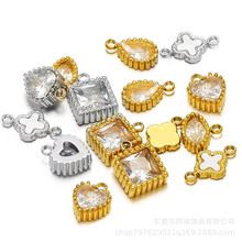 厂家批发钛钢桃心水滴四叶草镶钻吊坠时尚服饰吊坠手链项链配饰