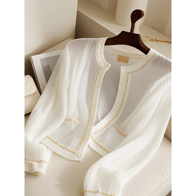 Women's Clothing early autumn new French design high end simple luxury gentle temperament fragrance cardigan_voghion.com