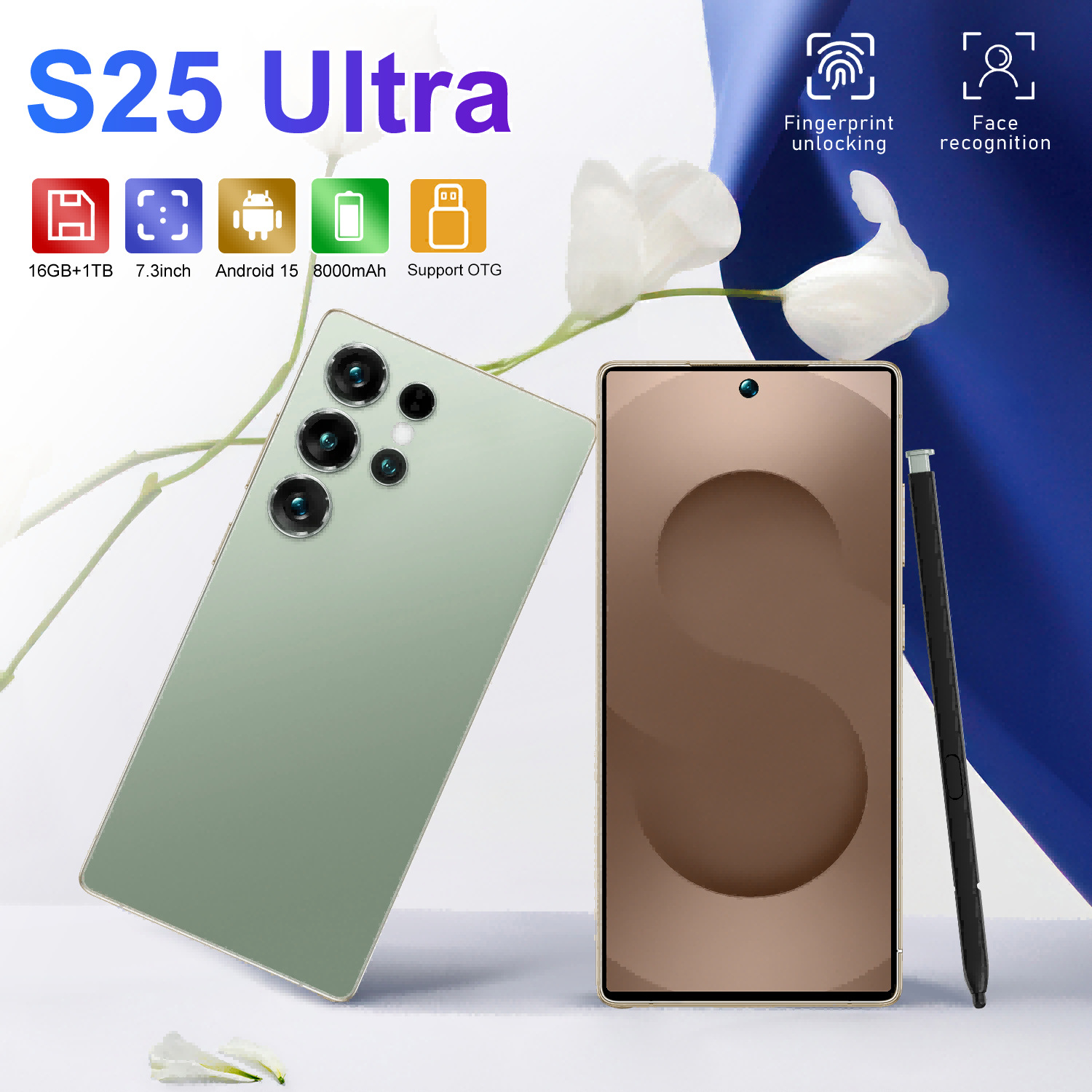 TK explosivo teléfono móvil transfronterizo S25Ultra 7.3 pulgadas pantalla grande 16 + 1TB teléfono inteligente con pluma integrada fábrica original al por mayor