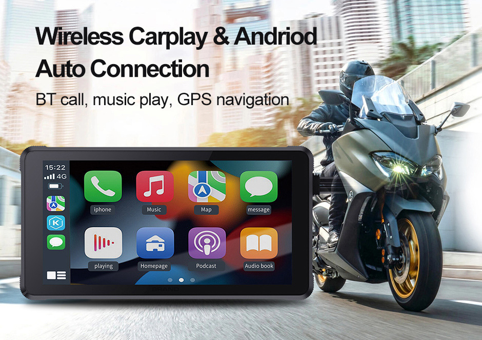 Cross-Border New Motorcycle Dual-Lens Navigation Screen Projection 1080P High-Definition Waterproof Carplay Driving Recorder