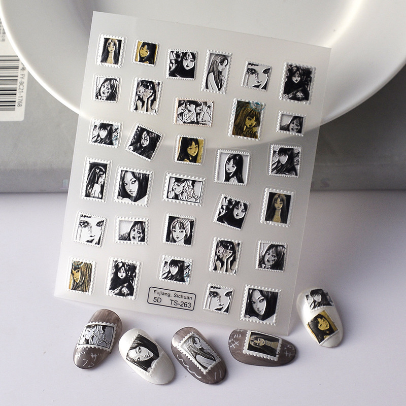 Japanese thriller anime character 5D nail stickers factory waterproof adhesive Fujiang nail stickers nail jewelry wholesale Japanese thriller anime character 5D nail stickers factory waterproof adhesive Fujiang nail stickers nail jewelry wholesale