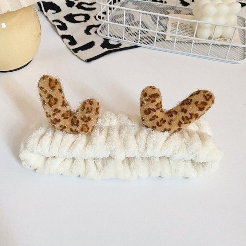 Estilo coreano lindo de La felpa de leopardo asta de impresión banda de pelo Internet Celebrity cangrejo pies banda de pelo femenino lavado de cara belleza diadema de borde ancho accesorios para el cabello