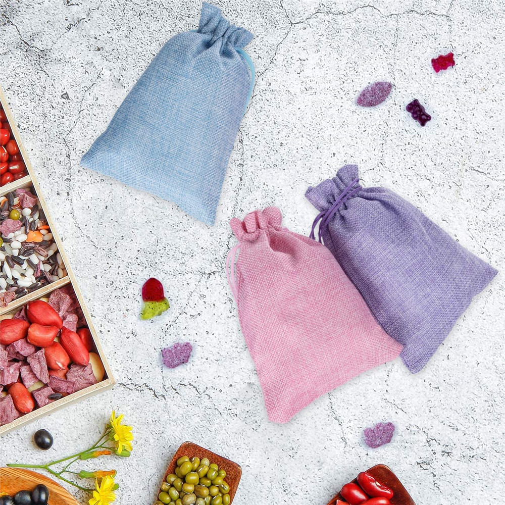 厂家现货13*18尼龙绳束口麻布收纳袋礼品糖果首饰化妆品麻布袋