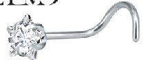 Stainless Steel S L Type Stud European And American Bestselling Heart Zircon Nose Ring Straight Rod Piercing Jewelry_voghion.com