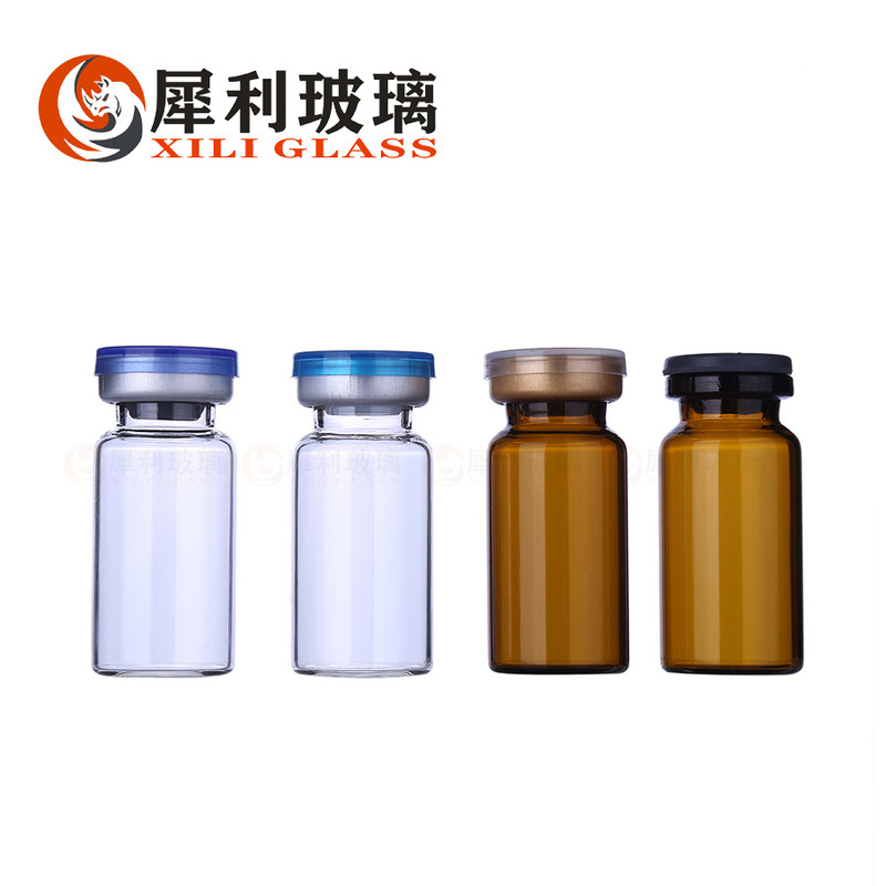 サイズは8mlの管西林瓶の透明な冷凍の乾燥の粉の瓶の茶色の精華の原液の小さい様子を決められます。|undefined