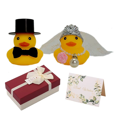 Cross-Border Hot Sale, Car ornaments - top-hat-rose-wedding-duck-red-gift-box