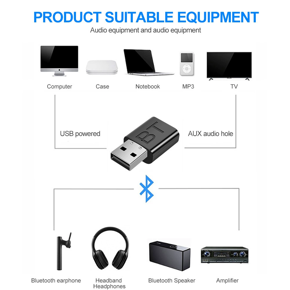 BT-660 V5.0 10M Bluetooth приёмник Aux+USB автомобильный Hifi адаптер