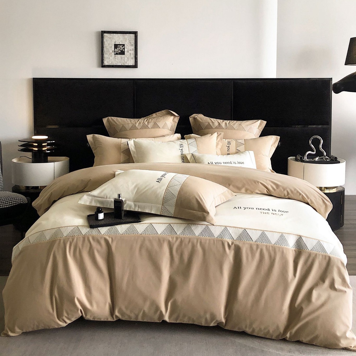 Otoño y invierno A clase espesa bordada algodón de lana larga molida cuatro piezas de algodón puro sábanas de algodón de tres piezas de tela doméstica 4