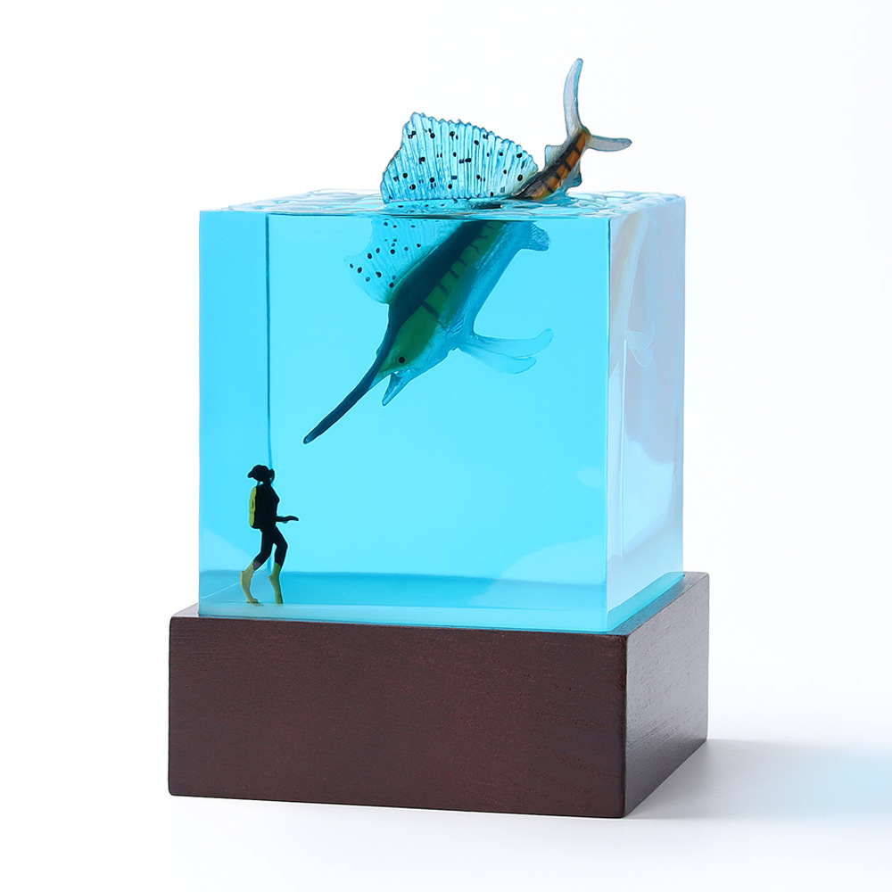  new creative ocean diver shark dolphin resin night light ornaments handmade household resin crafts