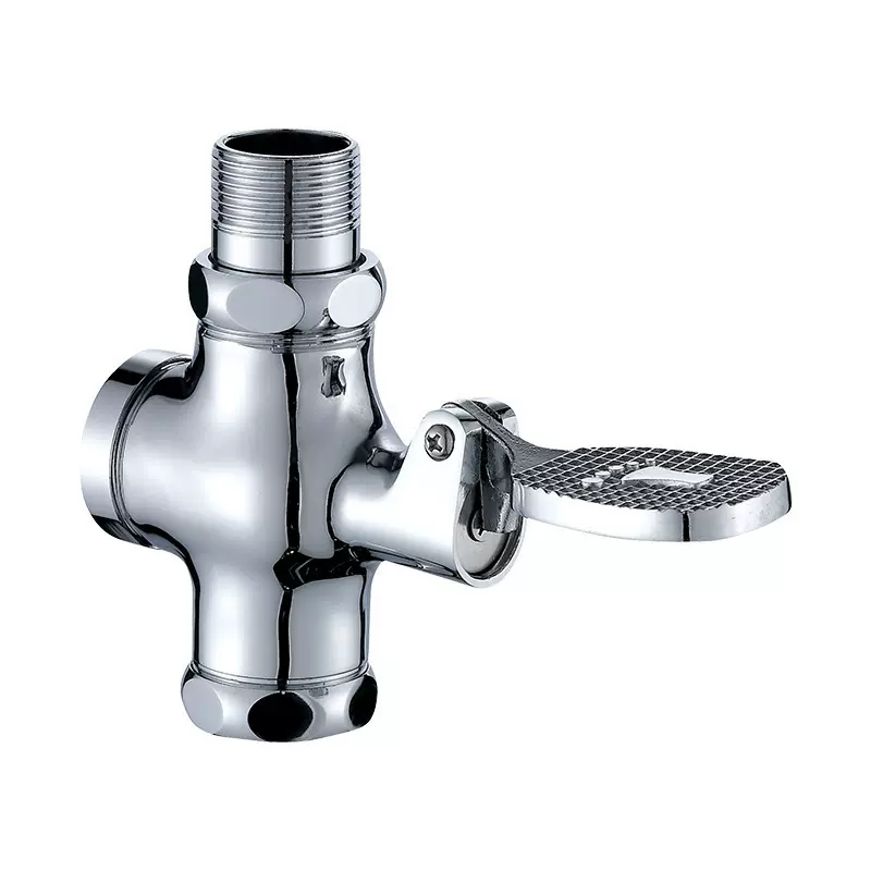 铜大体脚踏冲水阀 卫生间厕所大便池脚踏四通冲洗阀 厂家批发