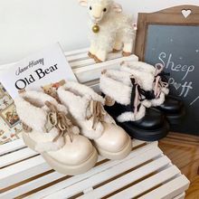 雪地靴女2025冬新款厚底加绒保暖增高白色马丁靴女百搭可爱短筒靴