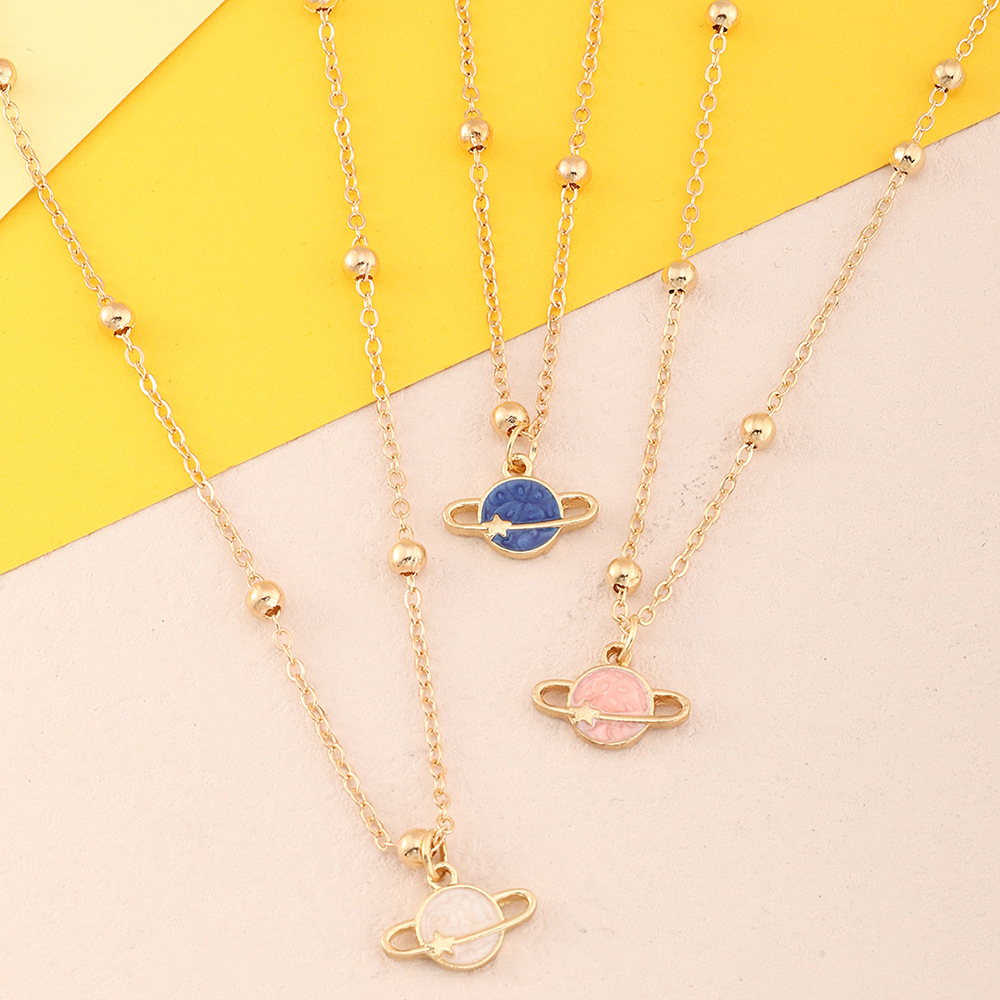 17g Weight Necklace Classification 1 Set Quantity 1 Set Fashion Star Planet Alloy Enamel Kid's Necklace
