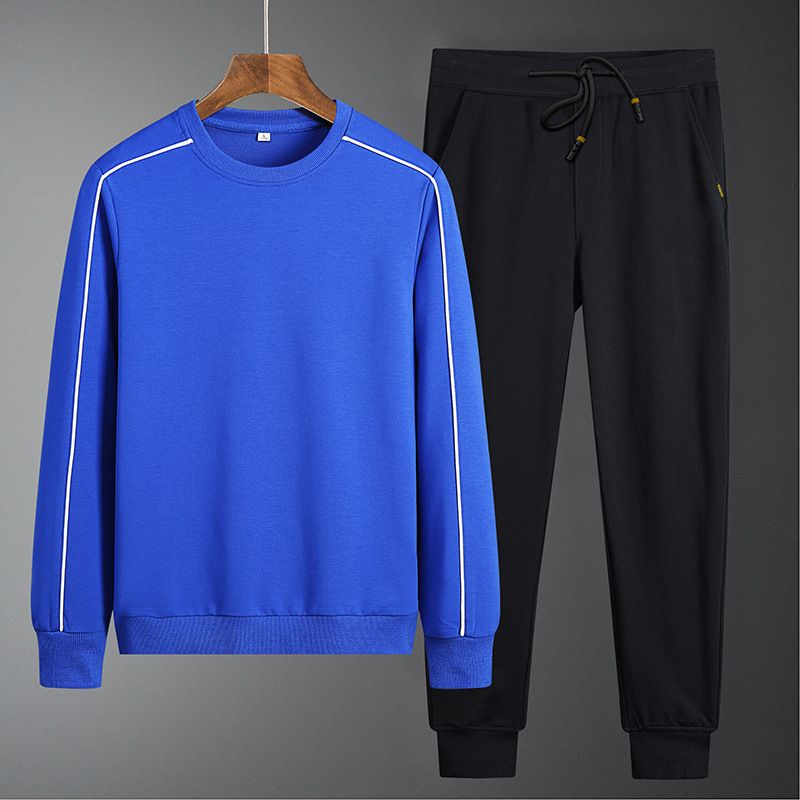 2024 moda todo-fósforo tendencia simple cuello redondo moda hombres estilo coreano delgado casual suéter pantalones traje cien