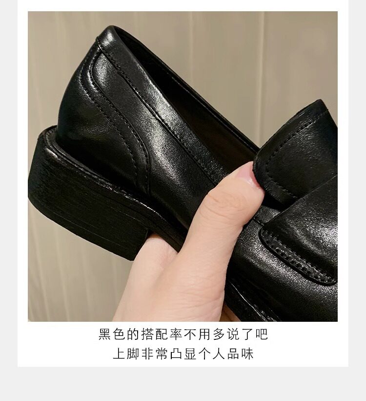 Giày lười nữ da bò mũi tròn gót vừa 3–5 cm — Điểm đen, Đốm nâu cổ điển chi tiết 18