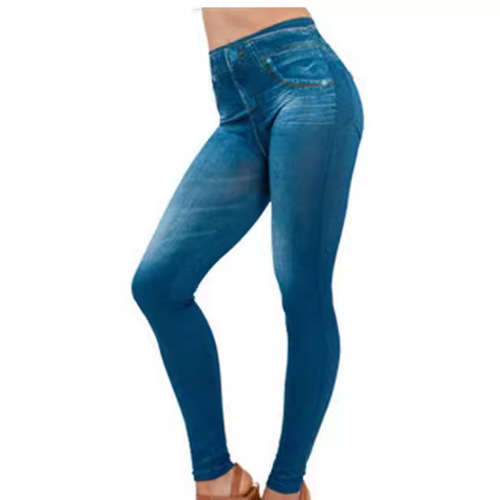 Yiwu Factory 3-Color 8-Code TV Denim Leggings for Women Spring and Autumn High-Waist Outerwear One-Piece Pants Cross-Border Women's Pants
