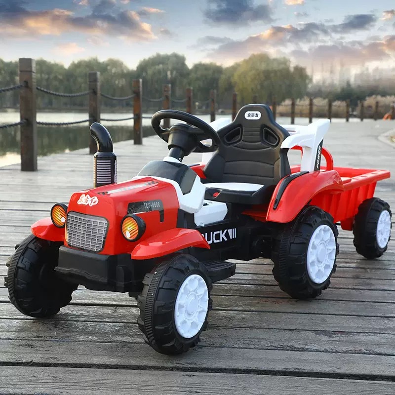 Tractor eléctrico para niños, vehículo de juguete eléctrico para personas, vehículo de juguete interactivo para niños controlado remotamente con cuchilla trasera