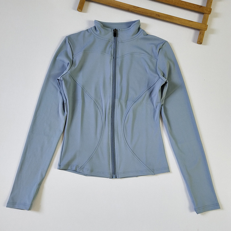 Chaqueta de yoga delgada con cuello alto con cremallera, protección solar delgada, ciclismo al aire libre, ropa deportiva, ropa de gimnasia, top de carrera de secado rápido