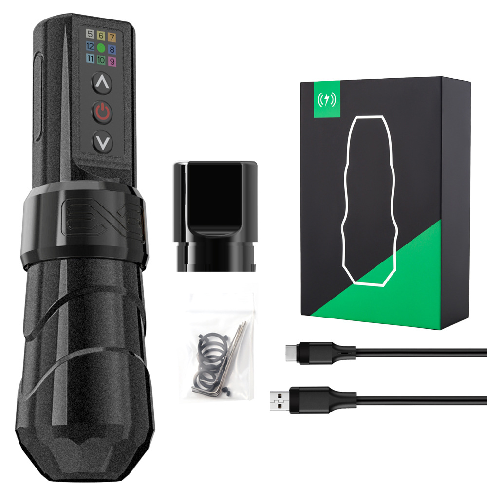 AmbitionFK tres generaciones carga tatuaje pluma con pantalla LCD tatuaje aguja máquina portátil tatuaje pluma