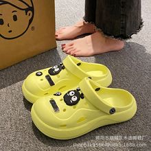 煤球洞洞鞋女款夏季2024新款可爱松糕厚底踩屎感增高防滑包头拖鞋