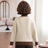 秋冬季中老年人女装加绒假开衫保暖60岁70奶奶冬装绣花对襟针织衫，女装针织衫/毛衣，妃慕昵服饰