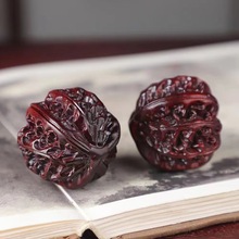 小叶紫檀木雕核桃随身把玩件木质文玩工艺品按摩手球送礼长辈批发