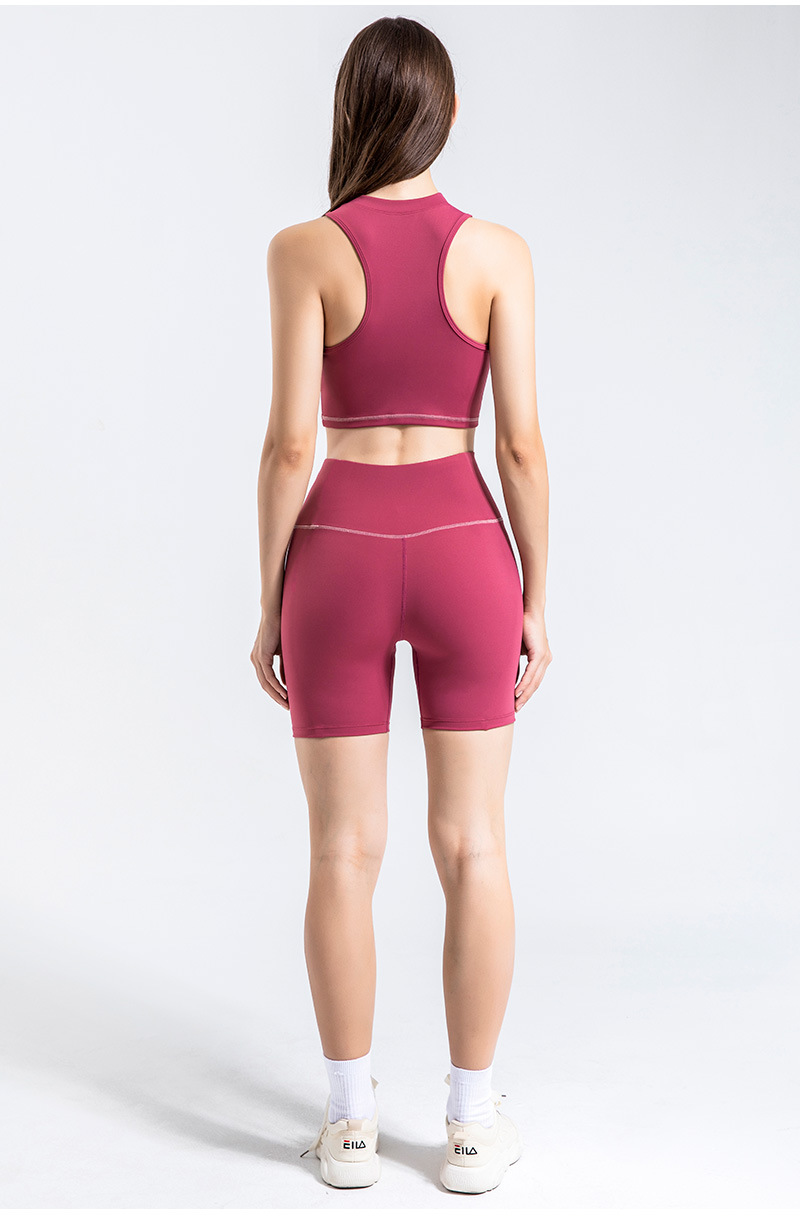 Sports Solid Color Nylon Round Neck Tracksuit Vest Leggings display picture 3