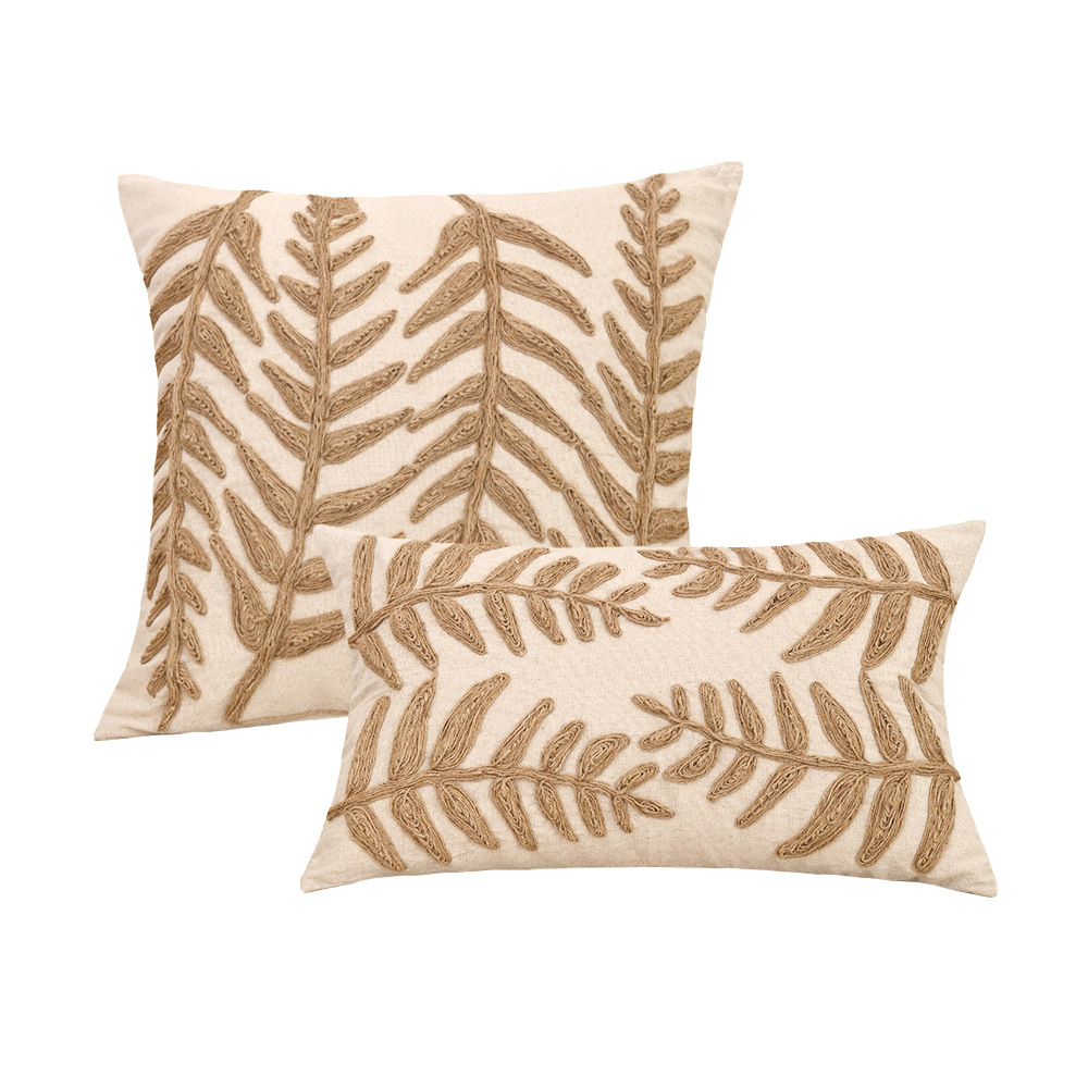 Funda de almohada bordada con cuerda de cáñamo nórdico transfronterizo Espiga colgante de cuatro esquinas Almohada pastoral retro Sala de estar Almohada de sofá Almohada de cintura