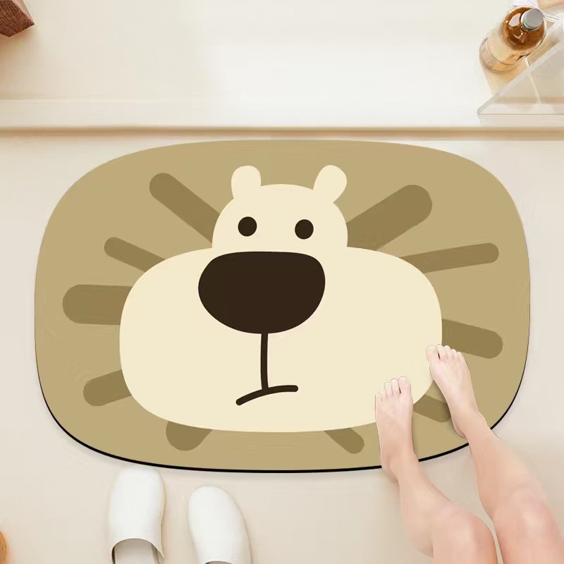 Baño doméstico absorción de agua almohadilla de pies de dibujos animados de forma especial almohadilla de suelo de barro de diatomeas secado rápido se puede cortar almohadilla de pies de puerta de baño
