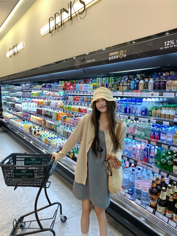 韩系松驰感宽松长袖开衫小个子背心连衣裙女2025秋季新款时尚套装|undefined