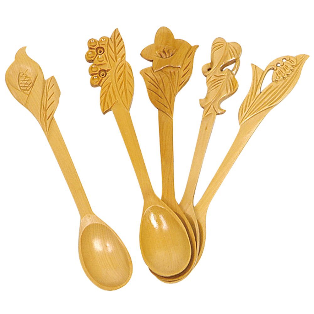 Cuchara de madera de miel tallada cuchara de bambú hecha a mano creativa láser Halloween Navidad diseño cuchara de madera cuchara de bambú del Amazonas