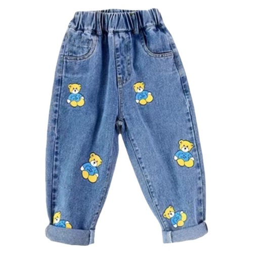 Girls' jeans, children's spring and autumn new style children's trousers, stylish children's casual pants, baby pants worn outside